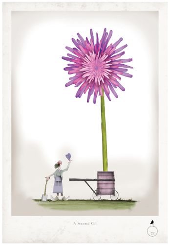 A Seasonal Gift - Whimsical Fun Gardening Print by Tony Fernandes